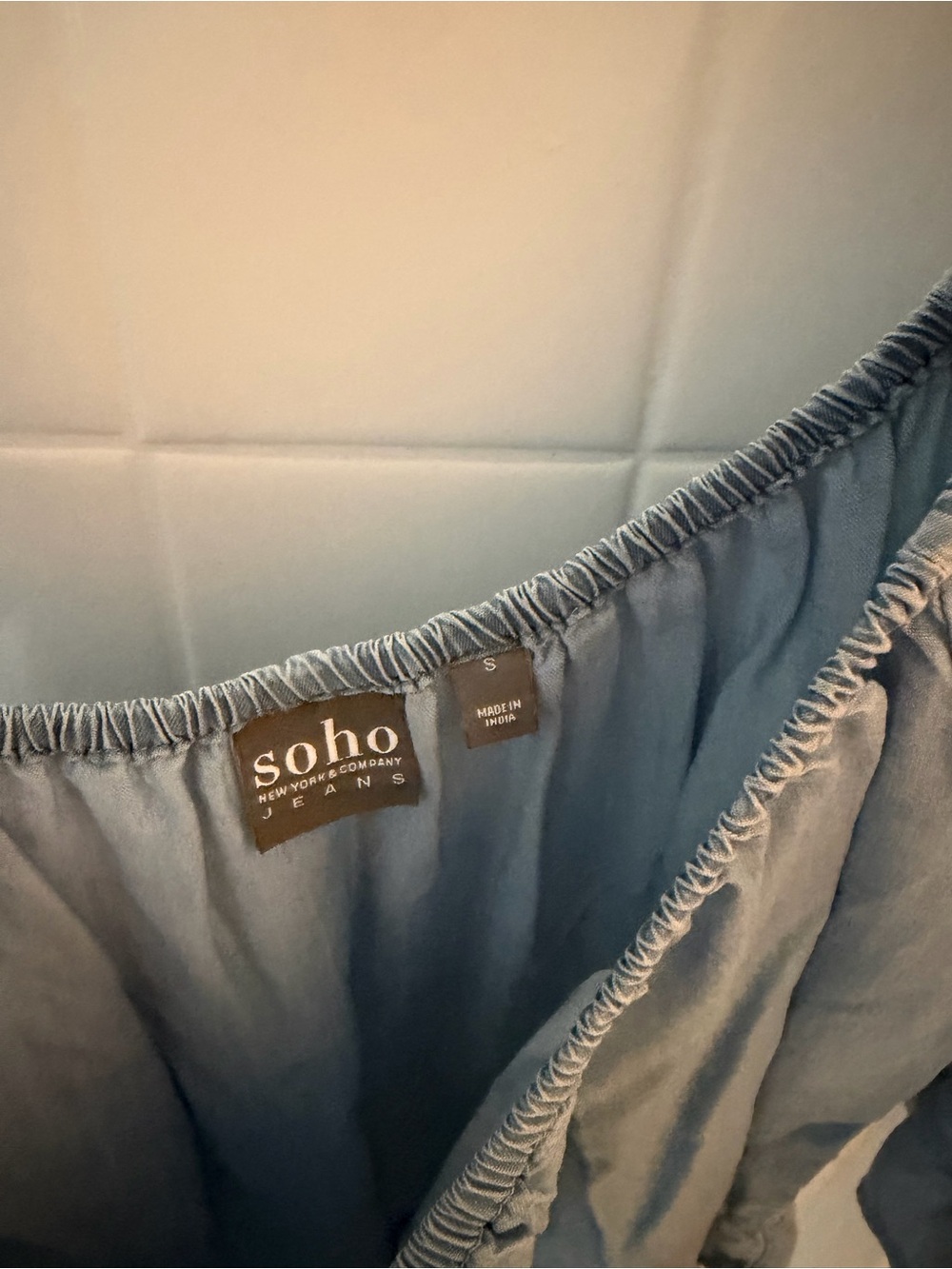 Soho Light Blue Off-Shoulder Ruffle Blouse - Picture 2 of 2